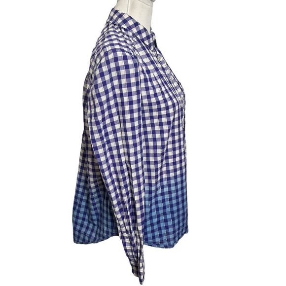 Anthropologie Pilcro Deb Ombre Shirt Women’s Size Medium Blue Gingham Button Top - Picture 5 of 11